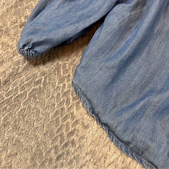 Old Navy women’s blue denim-look super soft flowy long bell sleeve tunic medium - Picture 10 of 11